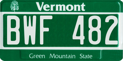 VT license plate BWF482