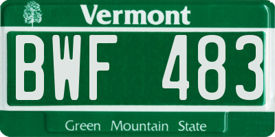 VT license plate BWF483