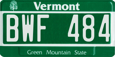 VT license plate BWF484