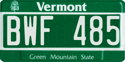 VT license plate BWF485