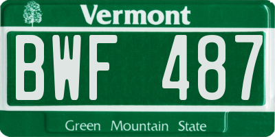 VT license plate BWF487