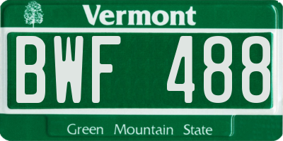 VT license plate BWF488