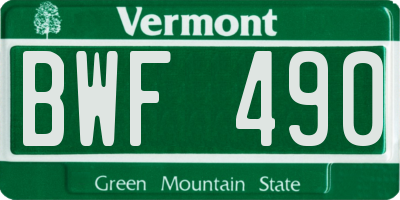 VT license plate BWF490