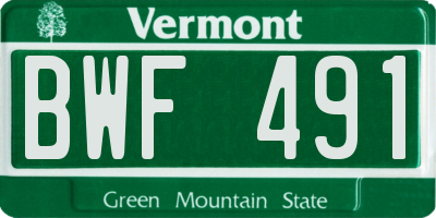 VT license plate BWF491