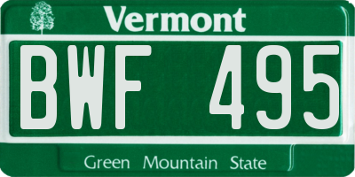VT license plate BWF495