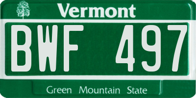 VT license plate BWF497