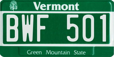 VT license plate BWF501