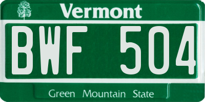 VT license plate BWF504