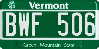 VT license plate BWF506