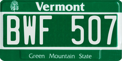 VT license plate BWF507