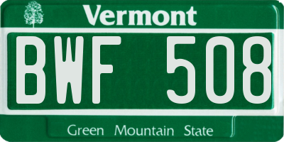 VT license plate BWF508