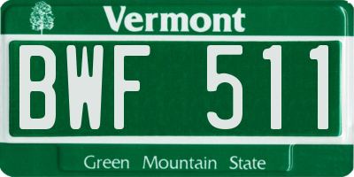 VT license plate BWF511