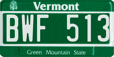 VT license plate BWF513