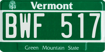 VT license plate BWF517