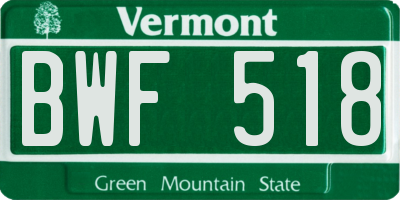 VT license plate BWF518