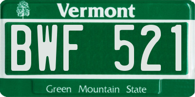VT license plate BWF521