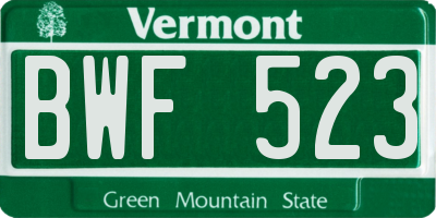 VT license plate BWF523