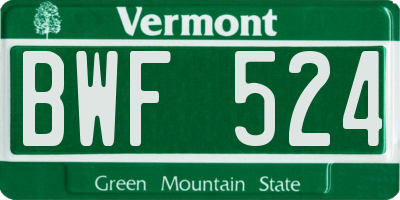 VT license plate BWF524
