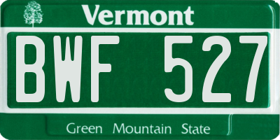 VT license plate BWF527