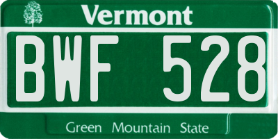VT license plate BWF528