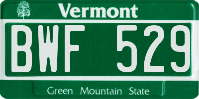 VT license plate BWF529