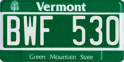 VT license plate BWF530