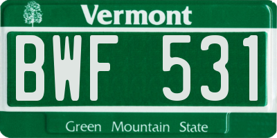 VT license plate BWF531
