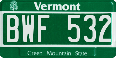 VT license plate BWF532