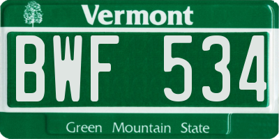 VT license plate BWF534