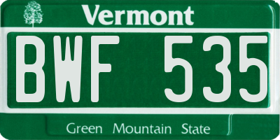 VT license plate BWF535