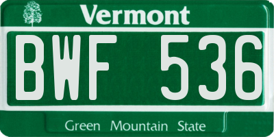 VT license plate BWF536