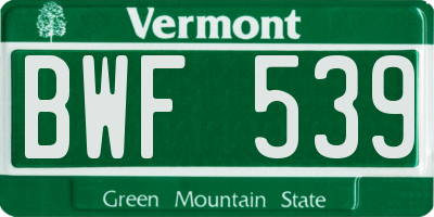 VT license plate BWF539