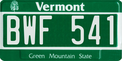 VT license plate BWF541