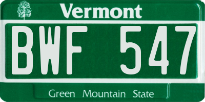 VT license plate BWF547