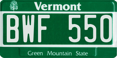 VT license plate BWF550