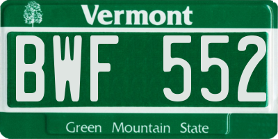 VT license plate BWF552