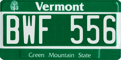 VT license plate BWF556