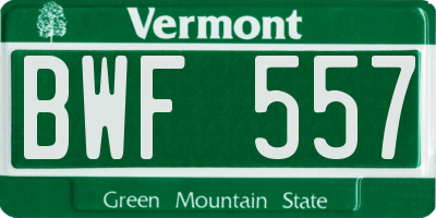 VT license plate BWF557