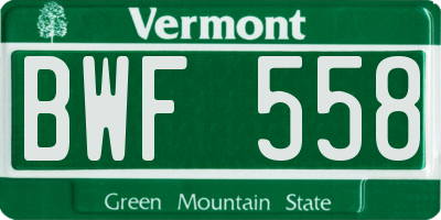 VT license plate BWF558