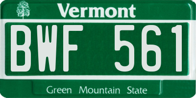 VT license plate BWF561