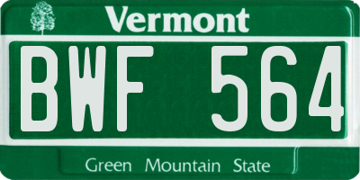 VT license plate BWF564