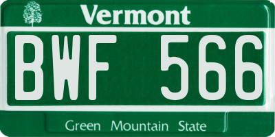 VT license plate BWF566