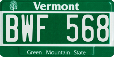 VT license plate BWF568
