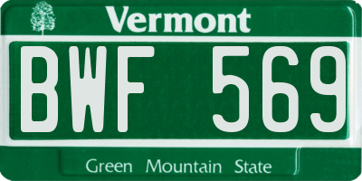 VT license plate BWF569