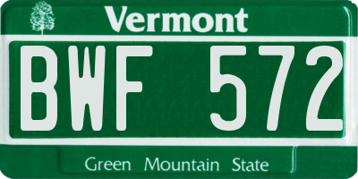 VT license plate BWF572