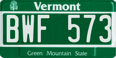 VT license plate BWF573