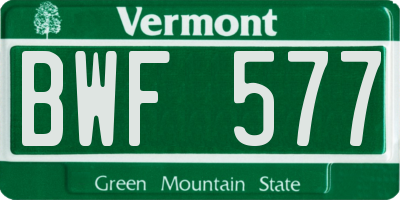 VT license plate BWF577