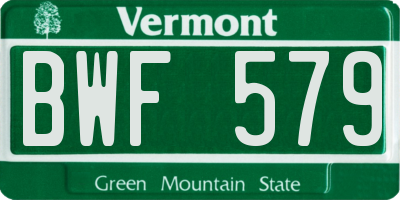 VT license plate BWF579