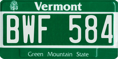 VT license plate BWF584