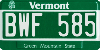 VT license plate BWF585